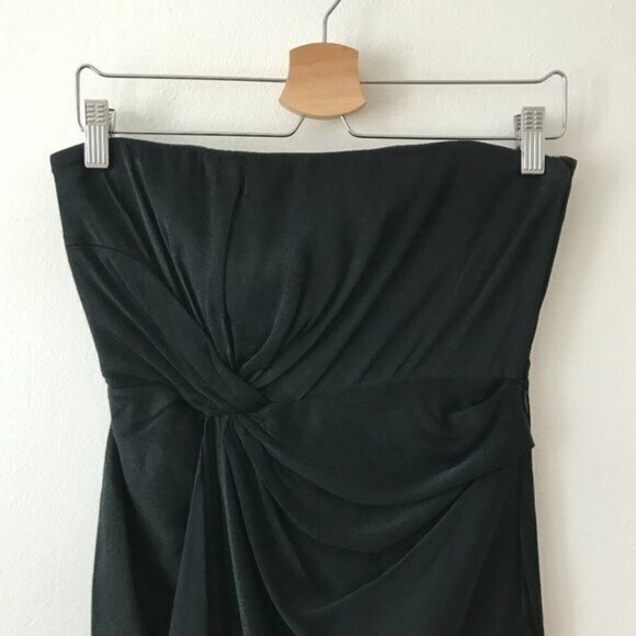 A.L.C. Roya Twist Front Ruching Strapless Midi Dress in Black - Picture 4 of 8